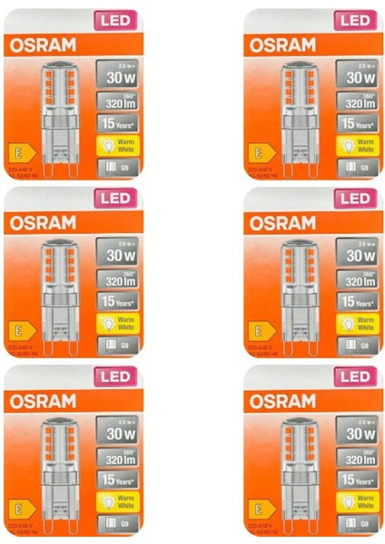 LED Star Pin 6'lı Paket cl 30 2.6W 2700 Kelvin Warm Işık G9 Duy
