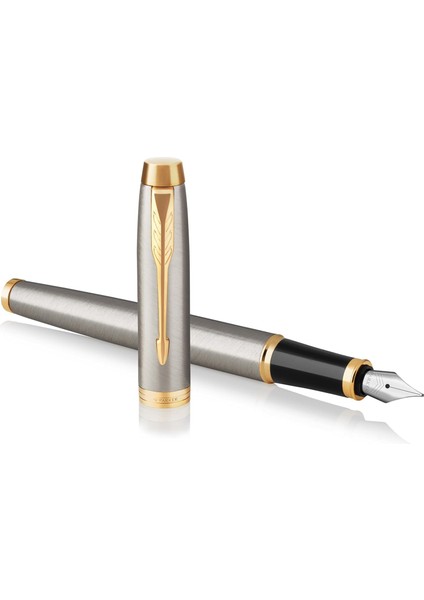 Im Brushed Metal Tasarımlı Dolma, Orta Kalınlıkta Uç, Mavi Mürekkep (1931656)