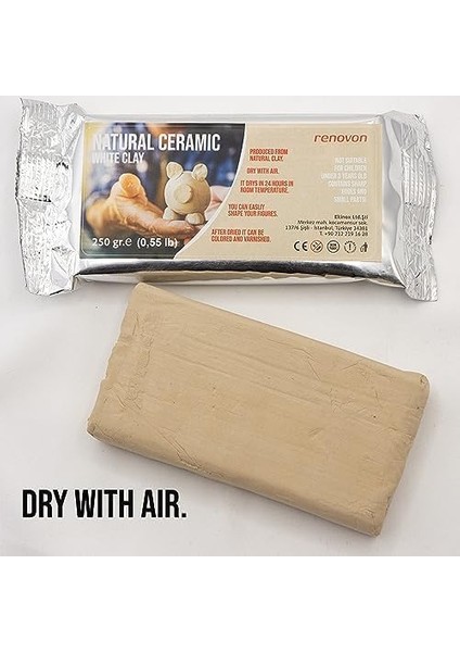 Seramik Kil Hamuru, Beyaz 250 gr Fırınlamaya Gerek Olmayan Güzel Sanatlar Figür Heykel Modelleme Oyun ve Sınıfları Için Toksik Olmayan Kil modelleri