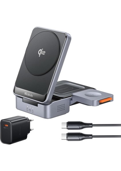 CH-5192 15W Magq Qi2 3in1 Katlanabilir Kablosuz Şarj Standı