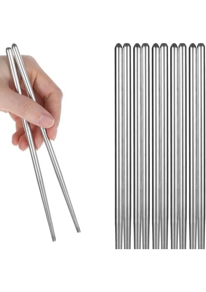 5 Çift Paslanmaz Çelik Chopsticks – Metal Çin Yeme Çubuğu Seti, Kaymaz Sushi ve Noodle Çubuğu, Yeniden Kullanılabilir Makarna ve Yemek Çubuğu Takımı fiyatları