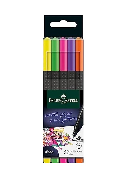 Grip Keçe Uçlu Seti, 5’li, Neon Renkler, 0.4 Mm, Metal Destekli, Ergonomik Üçgen Gövde modelleri