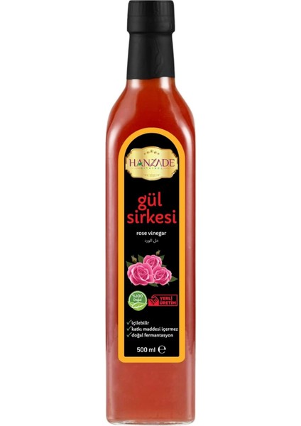 Hanzade Bitkisel Gül Sirkesi 500 ml Doğal Fermantasyon Içilebilir Katkısız Cam Şişe modelleri