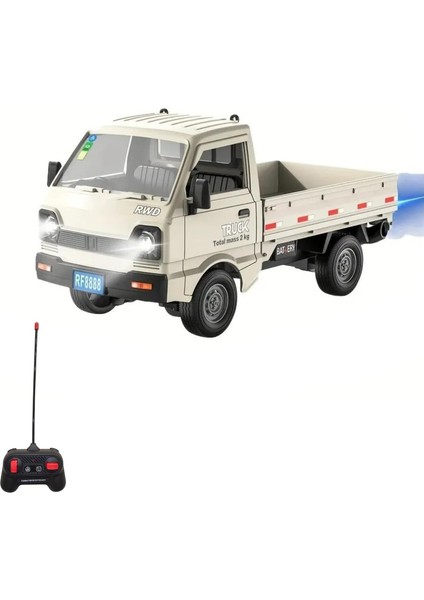 Kumandalı Rc Kamyonet, Işıklı, Buhar Atan, Şarjlı Iş Makinesi Araç Yük Taşıma Aracı Kamyonet (Beyaz)