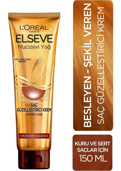 L'oréal Parıs Elseve Mucizevi Yağ Saç Güzelleştirici Krem 150 ml - Kuru ve Sert Saçlar Için fiyatları