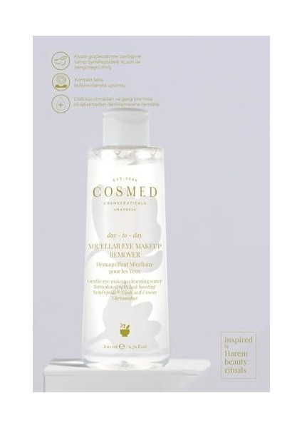 Cosmed Kirpik Besleyici Göz Makyaj Temizleyici Miceller Su