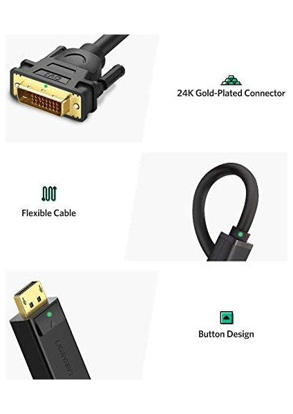 Display Port Erkek To DVI 24+1 Erkek Görüntü Aktarma Kablosu 2 Metre modelleri