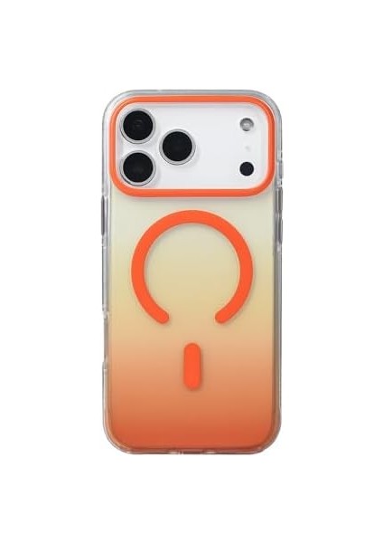 17 Pro Için Kılıf Uyumlu Şarj Özellikli Transparan Renk Geçişli Toros Kapak (Turuncu) modelleri