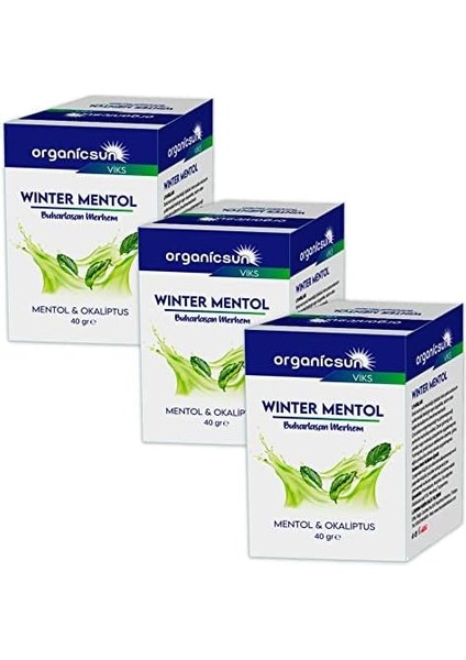 Organicsun Winter Mentol Buharlaşan Merhem Viks Vikis Mentol ve Okaliptus 40 gr x 3 Adet modelleri