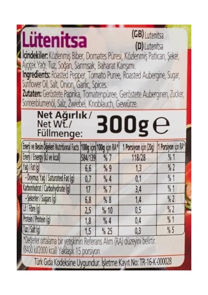 Penguen Lütenitsa Balkan Sosu 300 gr fiyatları