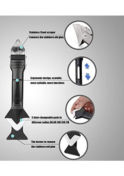 3'ü 1 Arada Silikon Aletleri, Cam Tutkal Açısı Kazıyıcı, Paslanmaz Çelik Başlı Sökücü ve Sızdırmazlık Maddesi Kazıyıcı, Mutfak Penceresi ve Çerçeveleri Için Sızdırmazlık Maddesi Mühürleri (1 Paket) fiyatları