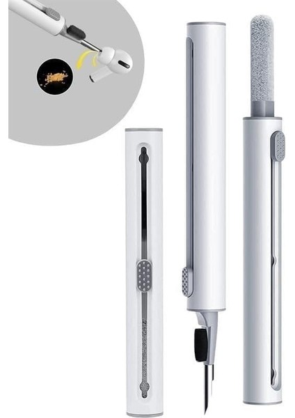 Pro Temizleyici Kit Süngerli 3'ü 1 Arada Temizleyici Kalem, Kablosuz Kulaklıklar Temiz Kalem, Toz Giderme Kulaklıkları Cep Telefonu Için Çok Fonksiyonlu Kulaklık Temizleme Kiti