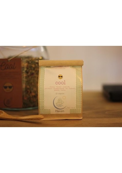 Cool 50 gr | Ahududu Yaprağı-Skullcap-Papatya-Isırgan Otu-Gül-Kuşburnu-Hibisküs-Vanilya | Haven Herbs & Blends Bitki Çayı