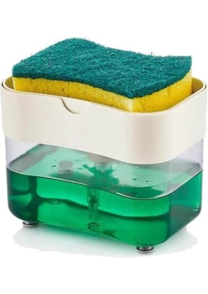 Basmalı Sünger Hazneli Deterjanlık Mutfak Banyo Bulaşık Deterjanlığı Sünger Hediyeli