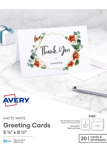 , Yazıcılar, 20 Boş Kart ve Zarf, 5,5 x 8,5, Katlanmış (3265)