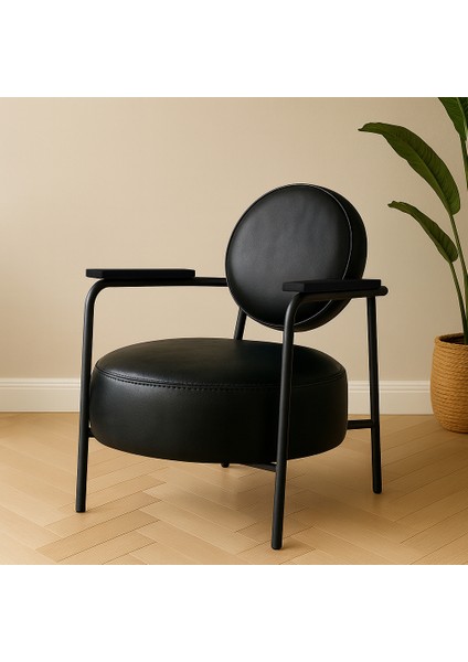 Venüs Modern Berjer Tekli Koltuk - Ofis Koltuğu - Metal Ayak - Siyah