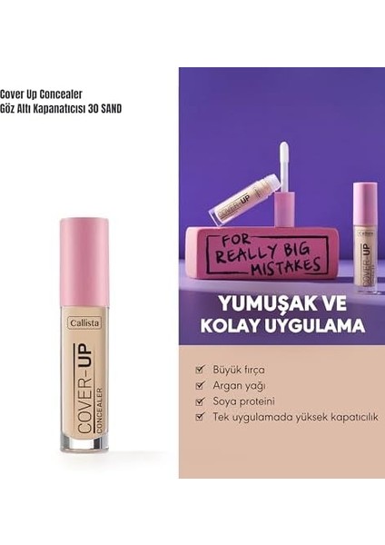 Callista Cover Up Concealer 30 Soft Sand Göz Altı Kapatıcısı modelleri