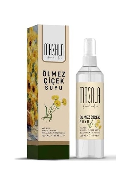 Masala Saf Ölmez Çiçek Suyu 125 ML%100 Doğal Yağlı Hidrosol - Tonik Immortal Flower Water Hydrosol Tonic