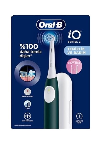 Oral-B Io 2 Siyah Diş Fırçası - Yeşil, Seyahat Kabı ile modelleri