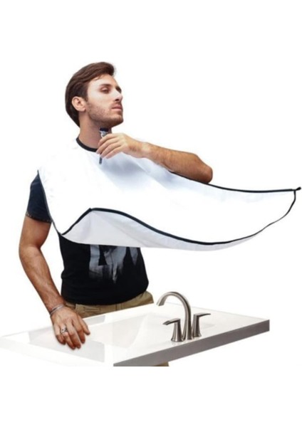 Easyso Mega Pratik Sakal Kesme Örtüsü, Beyaz Saç Kesme Önlüğü Bıyık Sakal Önlüğü Kedi Köpek Tüy Toplayıcı Tela Kumaş Kuaför Berber Önlüğü