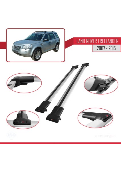 Land Rover Freelander 2 (L359) 2007-2015 Arası ile Uyumlu FLY Model Ara Atkı Tavan Barı Gri 2 Adet