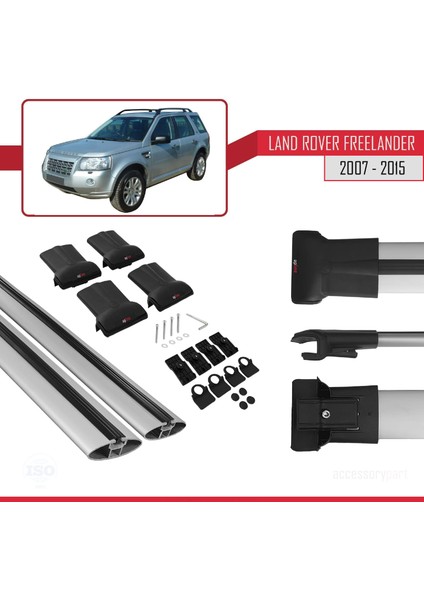 Land Rover Freelander 2 (L359) 2007-2015 Arası ile Uyumlu FLY Model Ara Atkı Tavan Barı Gri 2 Adet