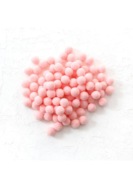 Peluş Ponpon, 1.5 cm 50 Adet Açık Pembe