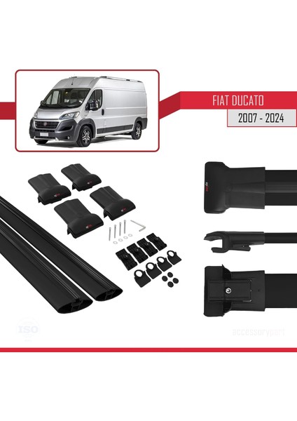 Fiat Ducato 3 2007 ve Sonrası ile Uyumlu FLY Model Ara Atkı Tavan Barı Siyah 2 Adet