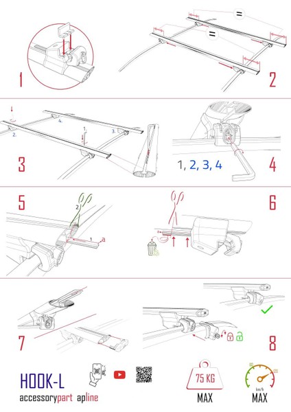 Suzuki SX4 S-Cross 3 (JYB) 2013-2021 Arası ile Uyumlu HOOK Model Ara Atkı Tavan Barı Gri 2 Adet