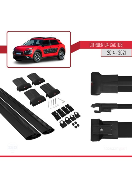 Citroen C4 Cactus 2014-2021 Arası ile Uyumlu FLY Model Ara Atkı Tavan Barı Siyah 2 Adet