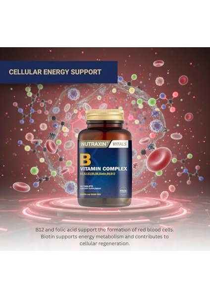 Nutraxin B Vitamin Complex – 10 Farklı B Vitamini Içerikli Takviye – 60 Tablet – Enerji, Sinir Sistemi ve Cilt Sağlığı Için Destek modelleri