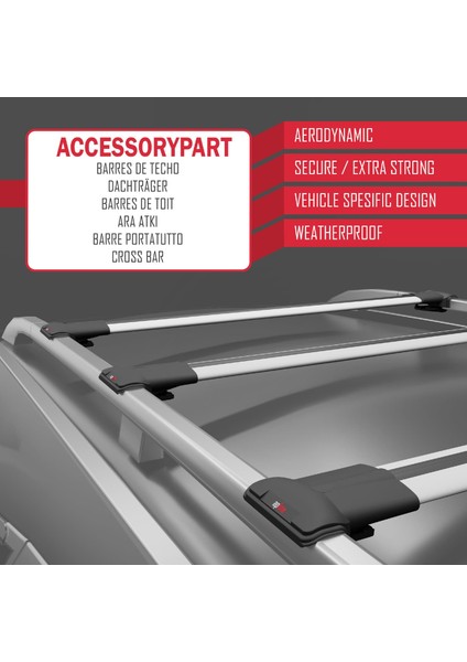 Fiat Fiorino 3 2008 ve Sonrası ile Uyumlu FLY Model Ara Atkı Tavan Barı Gri 3 Adet