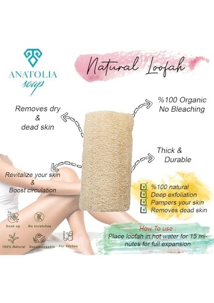 Anatolia Soap Doğal Kabak Bulaşık 10 cm Doğal Lifler Bulaşık Süngeri Anti-Baktariyel 1 Adet. fiyatları