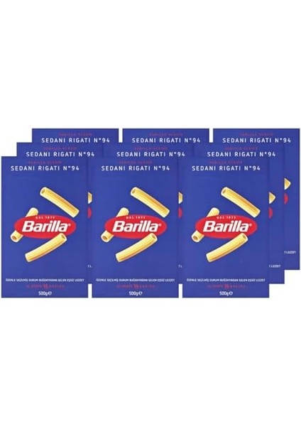 Barilla Ince Uzun (Sedani Rigati) Makarna 500 G. x 9