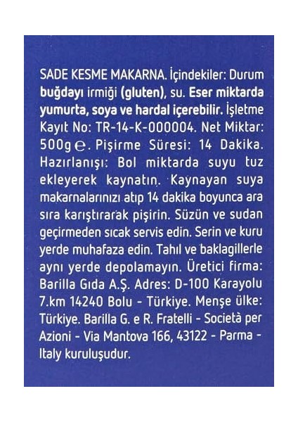 Barilla Ince Uzun (Sedani Rigati) Makarna 500 G. x 9 fiyatları