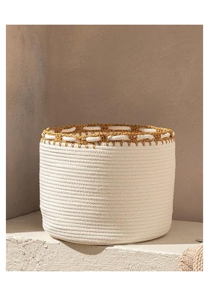 Lace Örgü Sepet 25X25X20,5 cm Ekru fiyatları