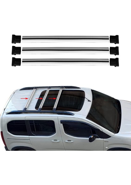 Renault Kangoo (X76) Post-Facelift 2003-2008 Arası ile Uyumlu FLY Model Ara Atkı Tavan Barı Gri 3 Adet fiyatları