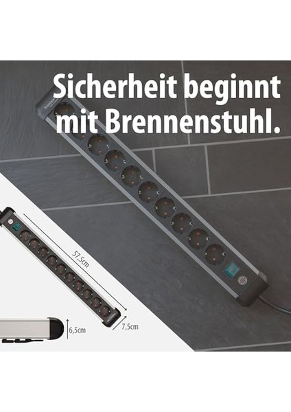 Premium-Alu- Çoklu Priz, 10 Bölmeli, Yüksek Kaliteli (Anahtarlı ve 3 M Kablolu Çoklu Priz, Almanya'da Üretilmiştir) modelleri