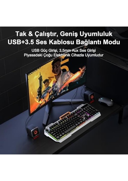 Aula A200 Rgb Işıklı Masaüstü Gaming 3.5mm Bilgisayar Pc Hoparlörü modelleri
