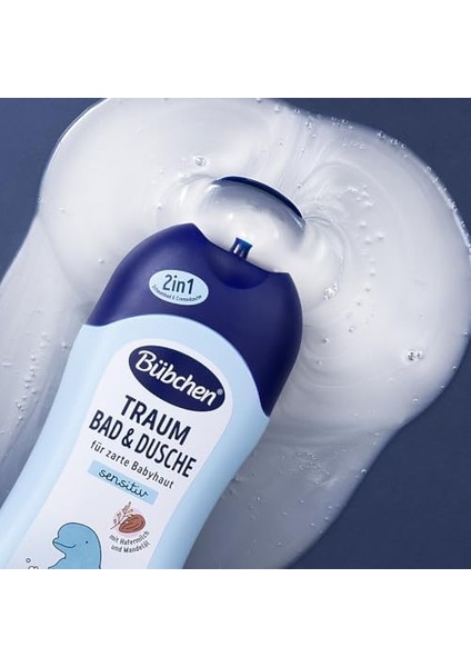 Bübchen Traum Bad & Dusche Sensitiv 2-In-1 Bebek Banyo & Duş Jeli 500ML – Yulaf Sütü & Badem Yağı, Hassas Ciltler