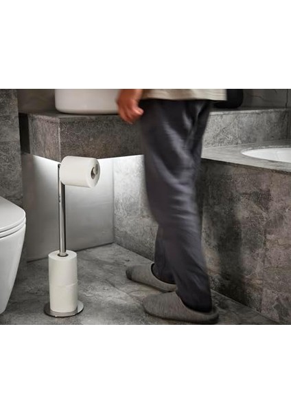 2'si 1 Arada Ayaklı Tuvalet Kağıdı Tutucusu, Birinci Sınıf Paslanmaz Çelik, 4 Tuvalet Kağıdı Saklama Alanına Kadar modelleri