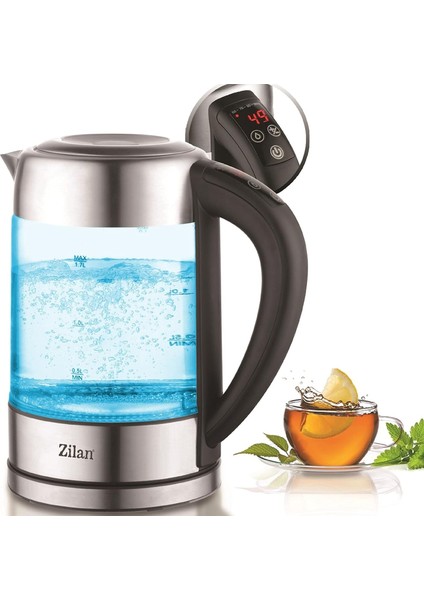 Su Isıtıcısı 1,7 Litre |%100 Bpa Içermez | 2200 Watt | Renk Değişimli LED Aydınlatma | Paslanmaz Çelik | Çaydanlık | Tutma Fonksiyonu | Ayarı (60°C-100°C)