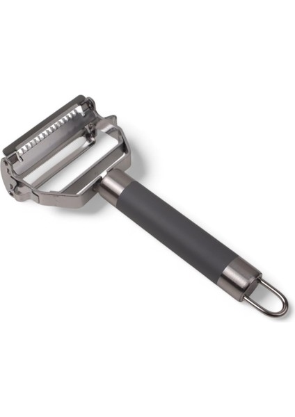 Paslanmaz Çelik Silikon Saplı Soyucu ve Jülyen Dilimleyici, 4 Yönlü Pratik Sebze Kesici, Çok Amaçlı Mutfak Dilimleyici