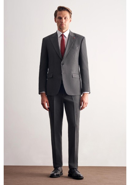 Antrasit Kırlangıç Yaka Tam Astar 6 Drop Slim Fit Takım Elbise 1001255162
