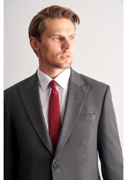 Antrasit Kırlangıç Yaka Tam Astar 6 Drop Slim Fit Takım Elbise 1001255162