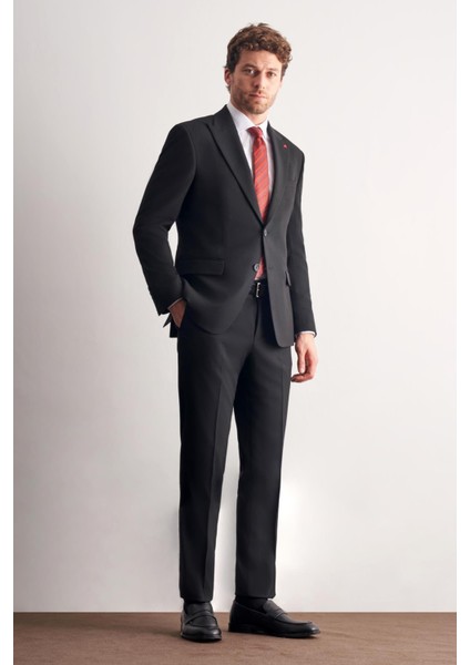 Siyah Kırlangıç Yaka Tam Astar 6 Drop Slim Fit Takım Elbise 1001255162