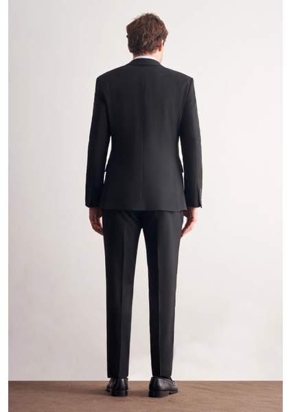 Siyah Kırlangıç Yaka Tam Astar 6 Drop Slim Fit Takım Elbise 1001255162