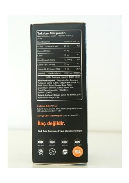 On Optimus Karadut Ekstresi, Kırmızı Ginseng Ekstresi ve Krom Içeren Sıvı Gıda Takviyesi