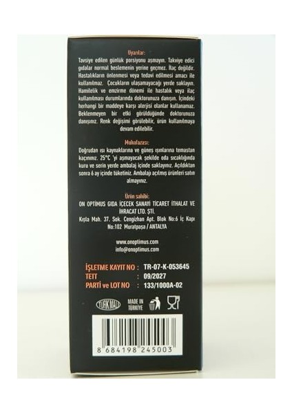 On Optimus Karadut Ekstresi, Kırmızı Ginseng Ekstresi ve Krom Içeren Sıvı Gıda Takviyesi fiyatları