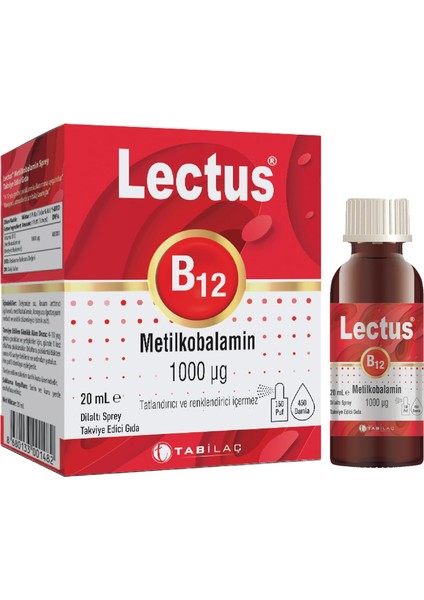 Lectus Metil B12 Dil Altı Sprey 20 ml / 1000 Mcg modelleri